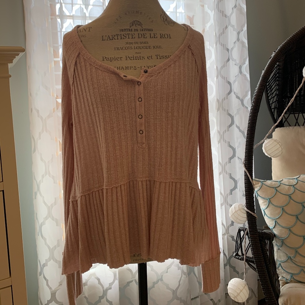 Mossimo  Light Pink Flare Bottom Long Sleeve